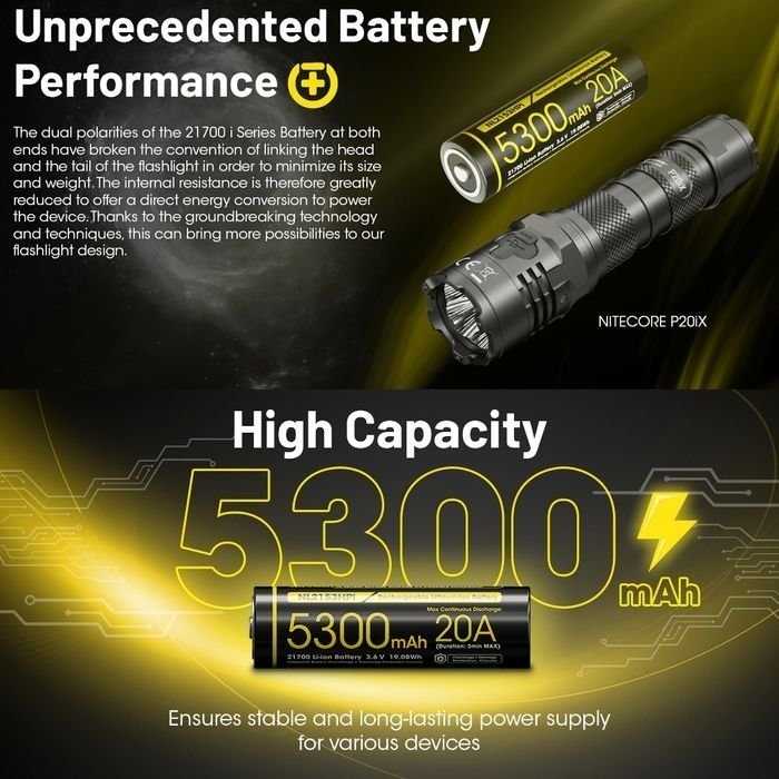 NITECORE 21700 Li-ion Rechargeable Battery 3.6V 5300mAh