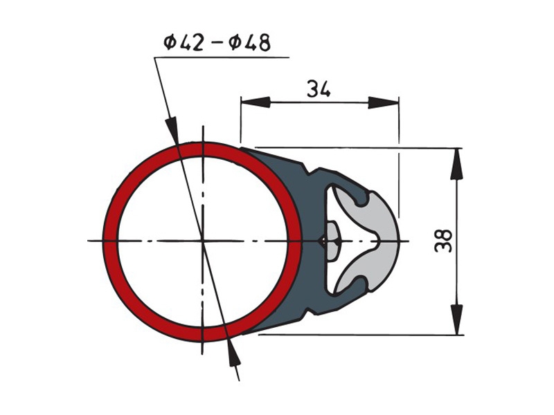 V-Quipment Vinyl Rubbing Strake Round 42-48mm Dark Grey Per Metre