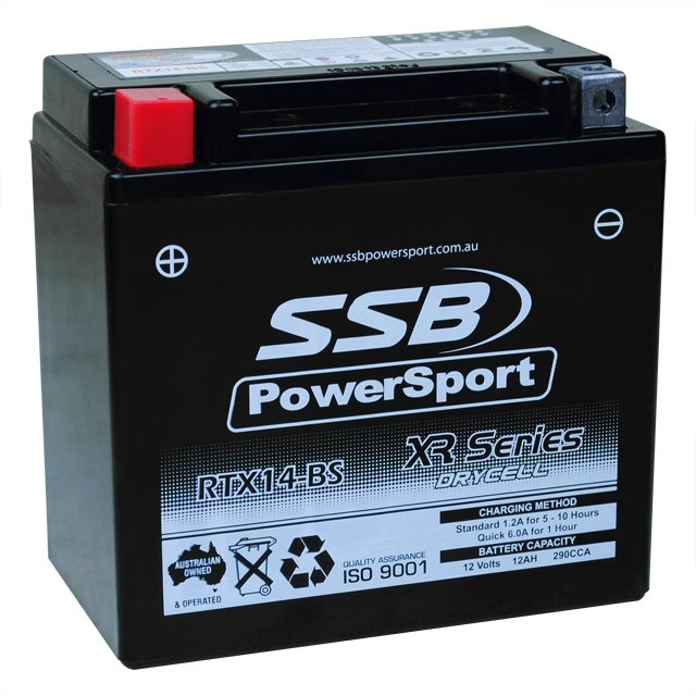 SSB RTX14-BS XR PowerSport Motorcyle/Jetski AGM Battery 12V 12Ah