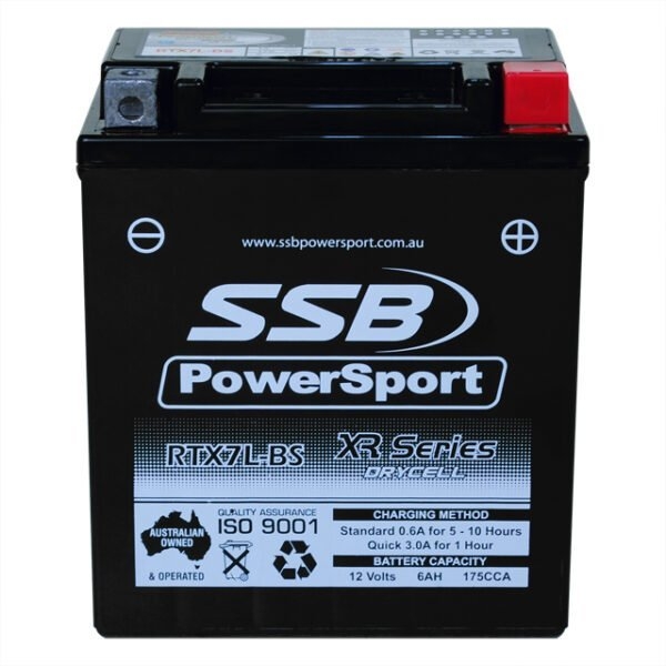 SSB RTX7L-BS XR Series PowerSport Motorcycle/Jetski Battery 12V 6Ah