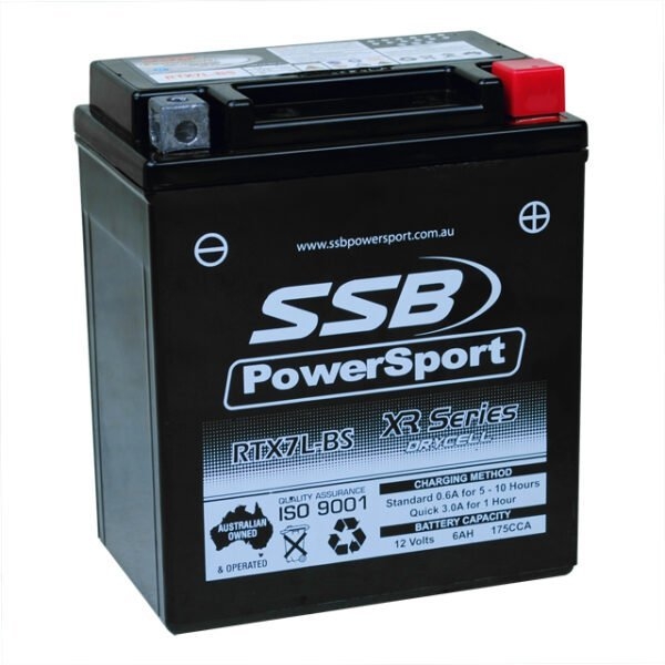 SSB RTX7L-BS XR Series PowerSport Motorcycle/Jetski Battery 12V 6Ah