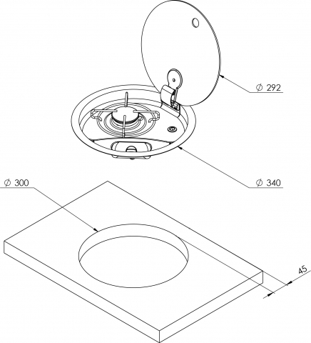 CAN Single Burner Gas Hob with Glass Lid