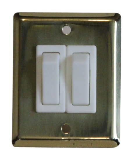 Twin Brass Wall Switch and Plate