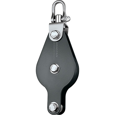 Ronstan RZ1703 Single Block 75mm Sheave with Becket and Swivel Shackle Head