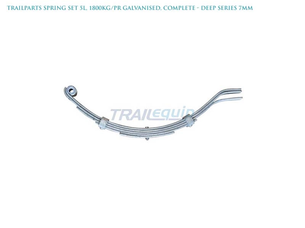 Trailparts Spring Set 5L 1800kg/pr Galvanised Complete - Deep Series 7mm Trailparts Spring Set 5L 1800kg/pr Galvanised Complete - Deep Series 7mm