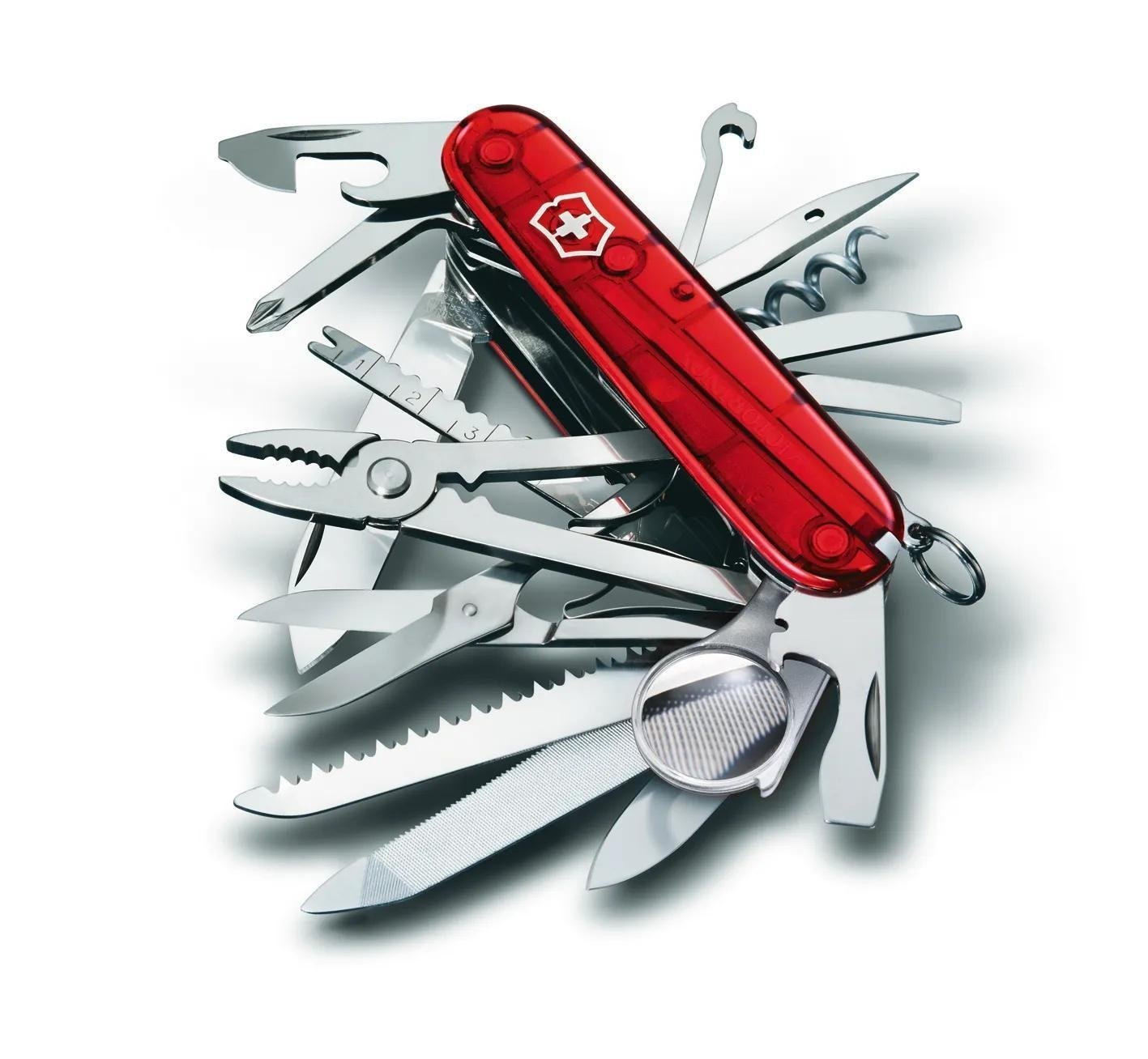 Victorinox Swiss Champ 33-in-1 Swiss Army Pocket Knife Red Translucent