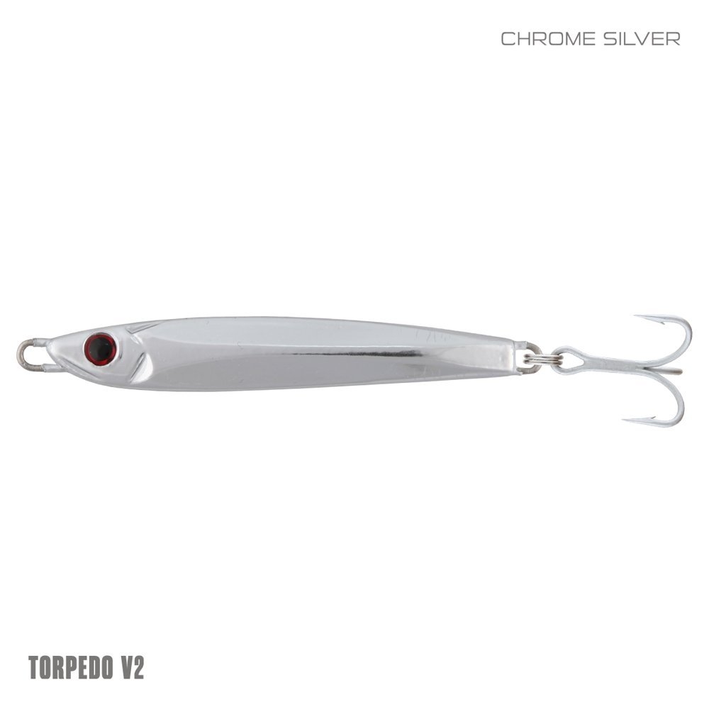 Samaki Torpedo V2 Long Cast Metal Spinner Lure 50g Chrome Silver