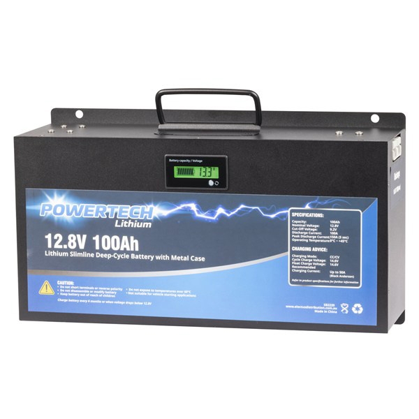 Powertech Deep Cycle LiFePO4 Lithium Rechargeable Battery with Metal Case 12V 100Ah