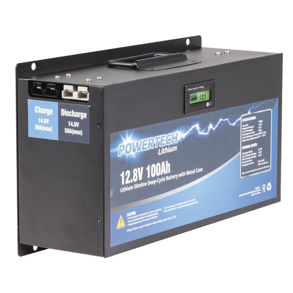 Powertech Deep Cycle LiFePO4 Lithium Rechargeable Battery with Metal Case 12V 100Ah