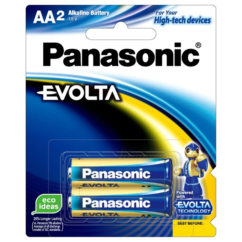 Panasonic EVOLTA Premium Alkaline Batteries AA 2-Pack