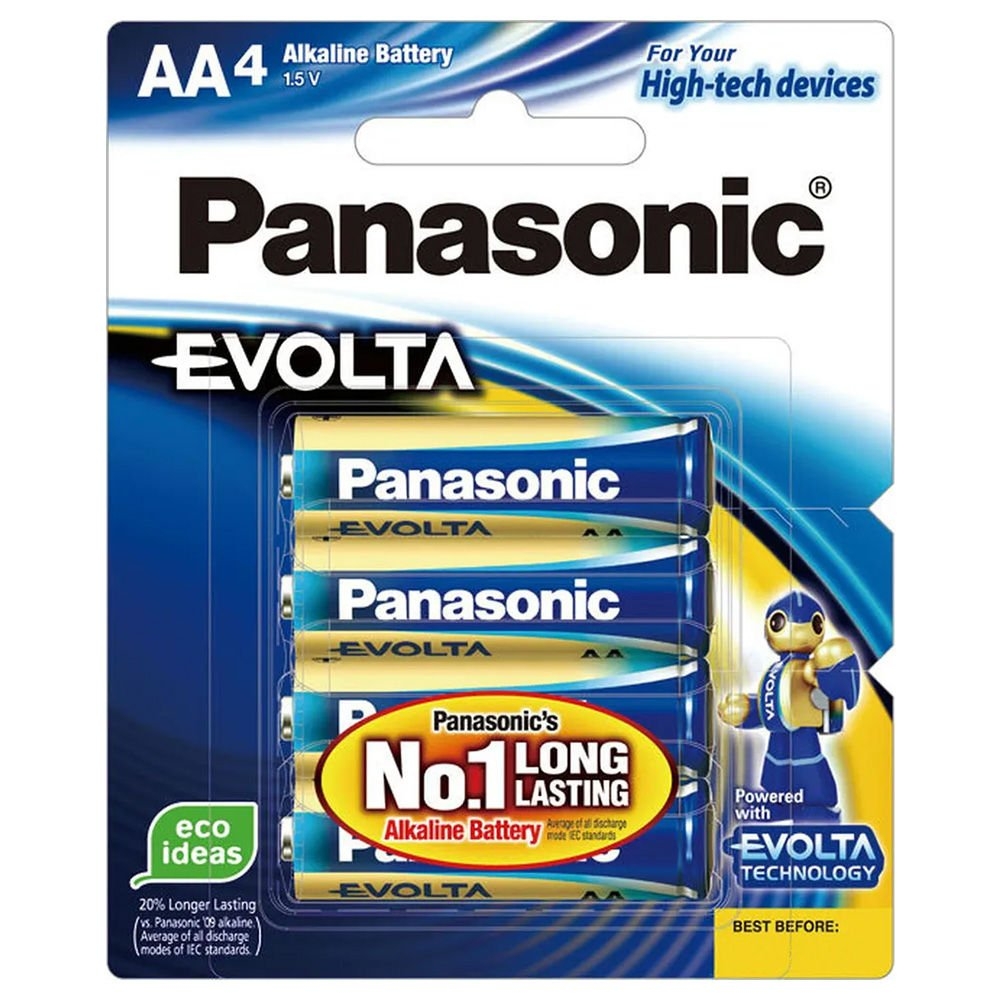 Panasonic EVOLTA Premium Alkaline Batteries AA 4-Pack