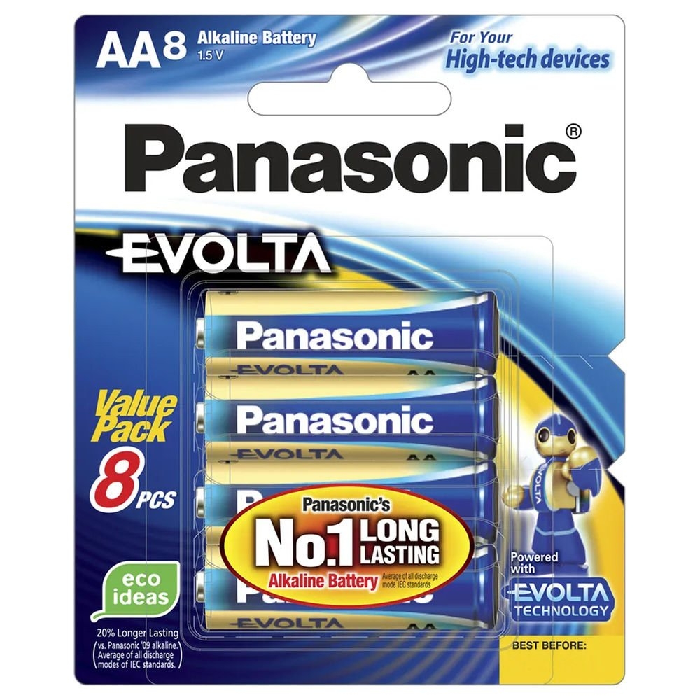Panasonic EVOLTA Premium Alkaline Batteries AA 8-Pack