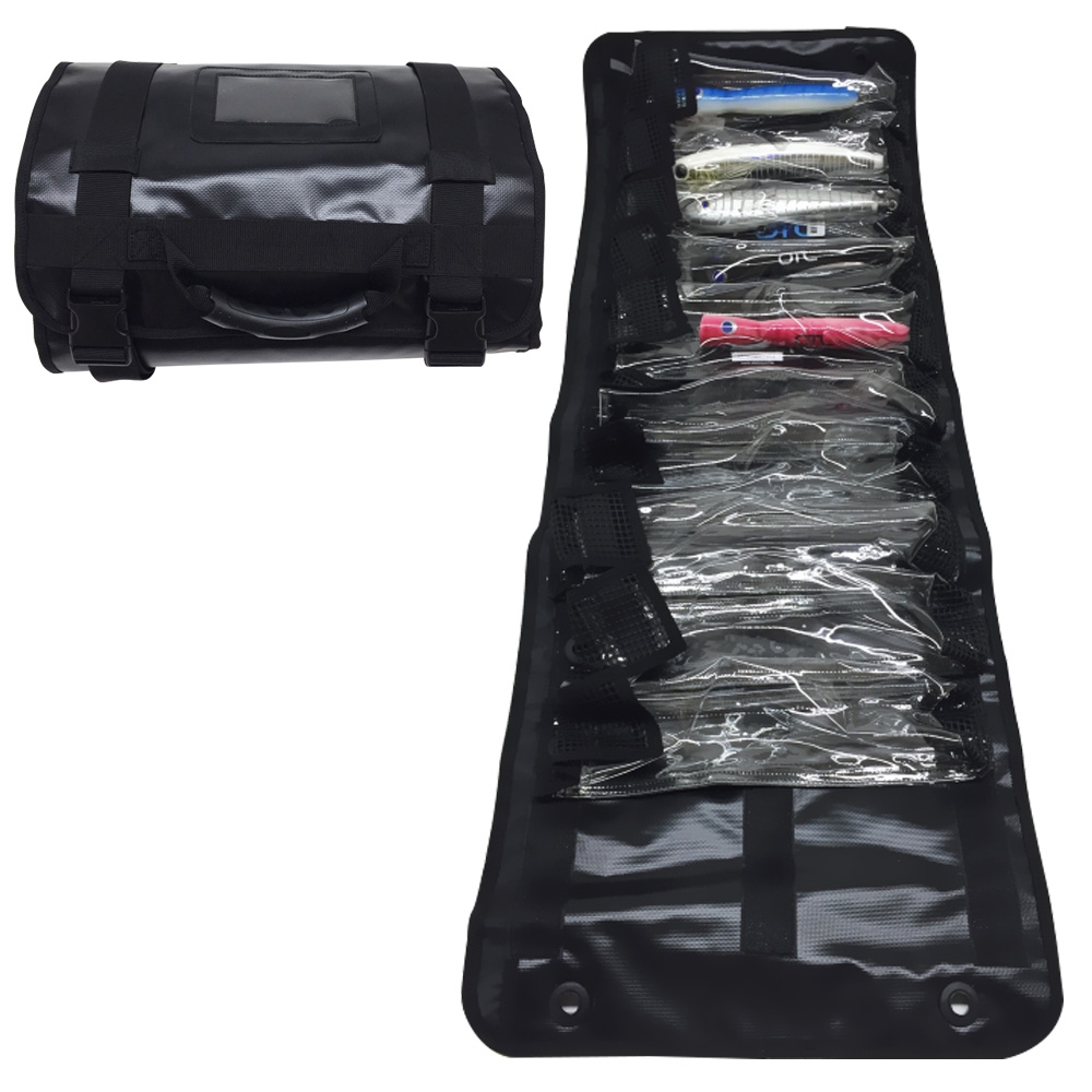 Zeets Stickbait and Popper Roll Up Tackle Bag with Velcro Removable Self Draining Pockets