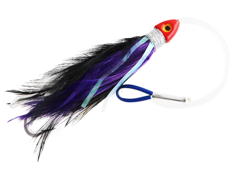 Black Magic Saltwater Chicken Feathered Lure 100mm Black/Purple Double Hook