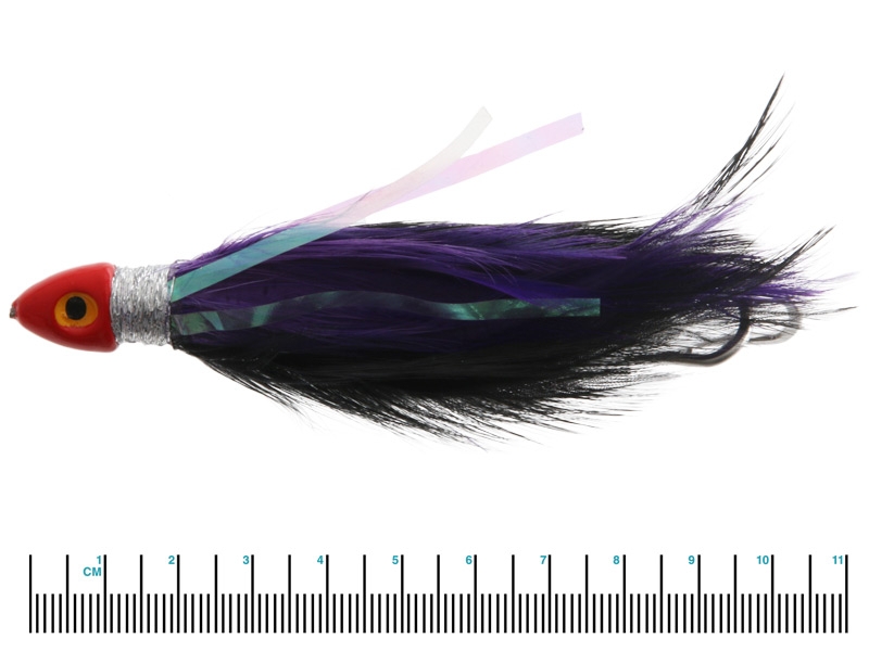 Black Magic Saltwater Chicken Feathered Lure 100mm Black/Purple Double Hook