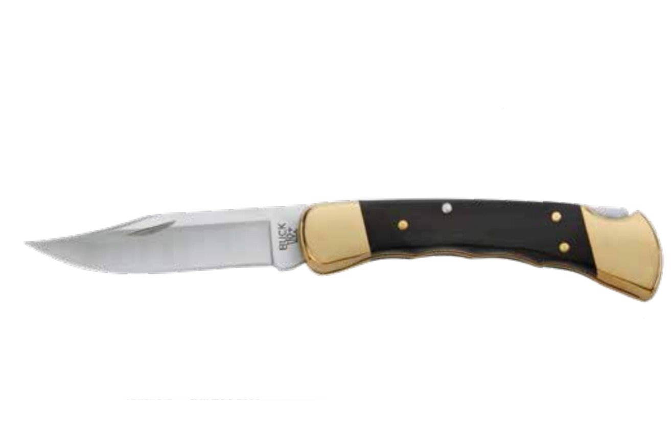 Buck Knives 110 Folding Hunter Knife with Sheath 9.5cm - Finger Grooved