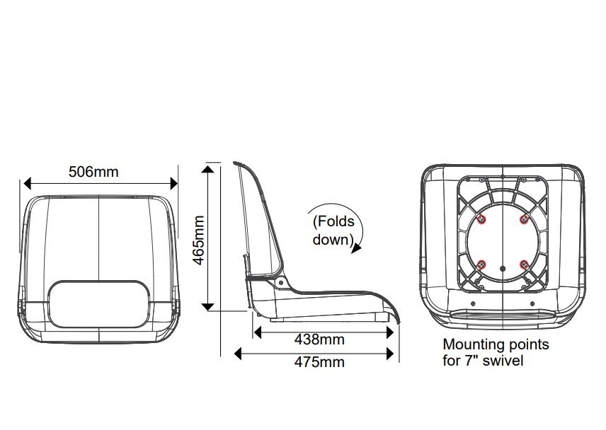 Oceansouth Skipper Deluxe Folding Boat Seat