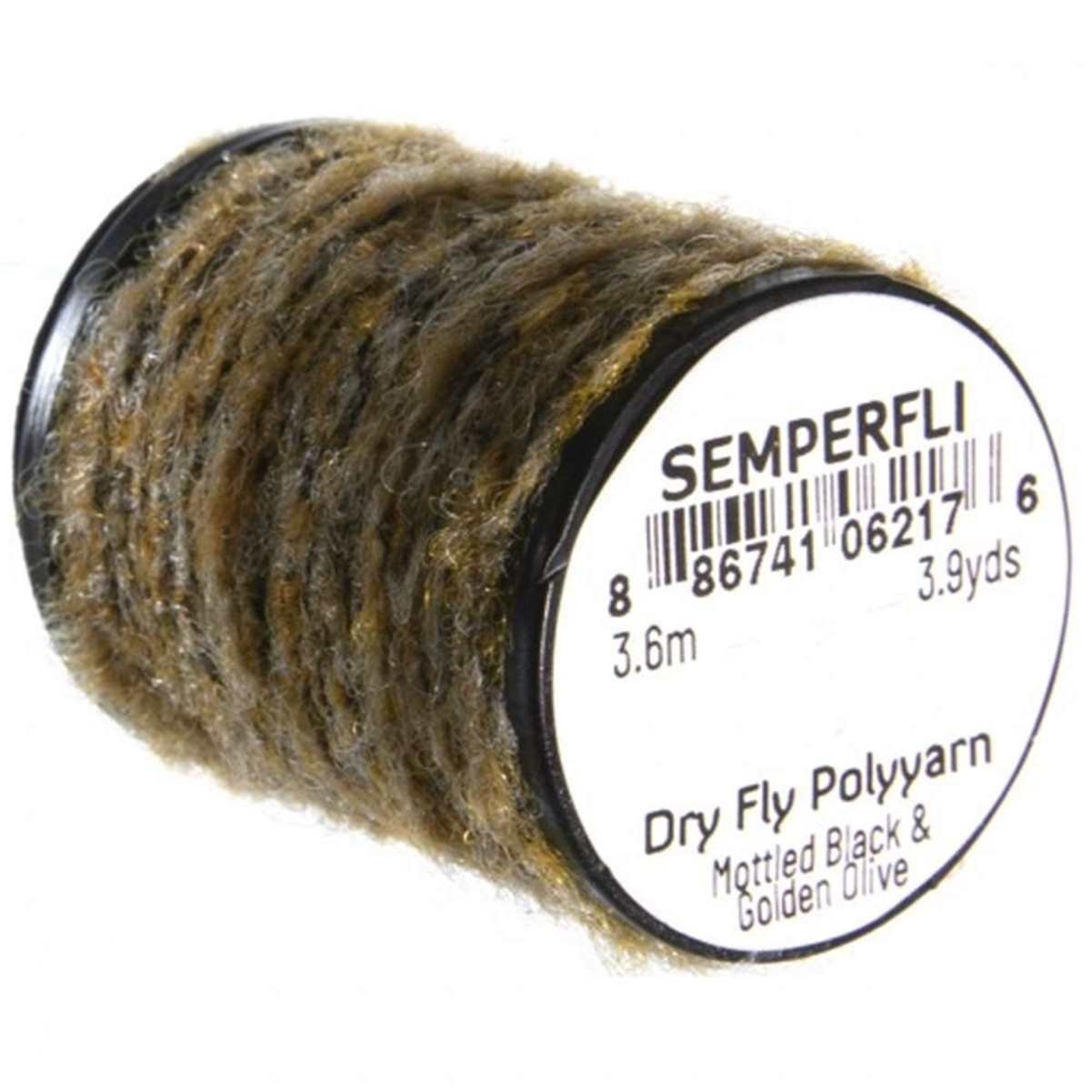 Semperfli Dry Fly Polyyarn 3.6m Mottled Black/ Golden Olive