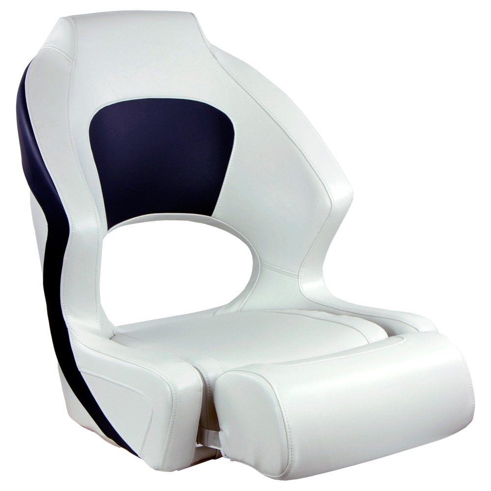 Springfield Deluxe Sport Flip-Up Boat Seat White/Navy Blue