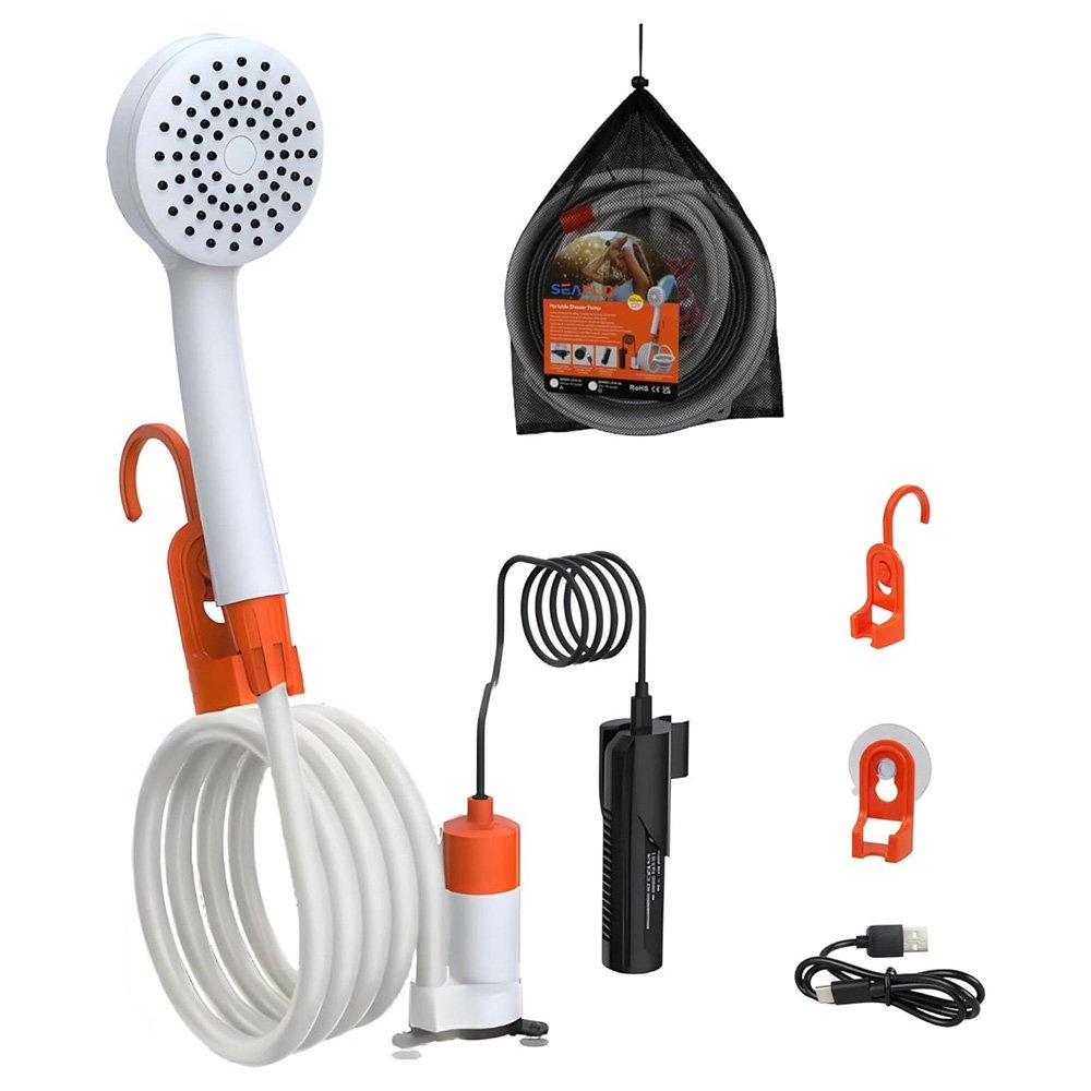 Seaflo Portable Camping Shower with Rechargeable Pump 10LPM