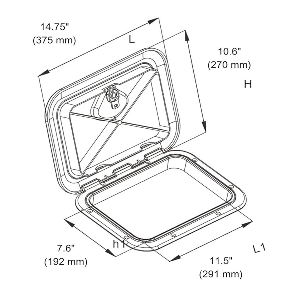 Boat Access Hatch - Square 375 x 270mm