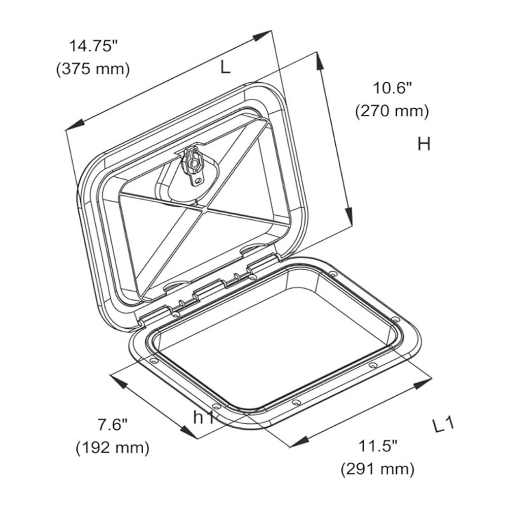 Boat Access Hatch - Square 375 x 270mm Boat Access Hatch - Square 375 x 270mm