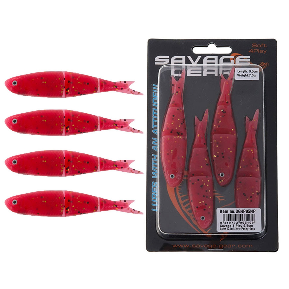 Savage Gear 4Play Swim & Jerk Swimming Soft Bait 95mm New Penny Qty 4
