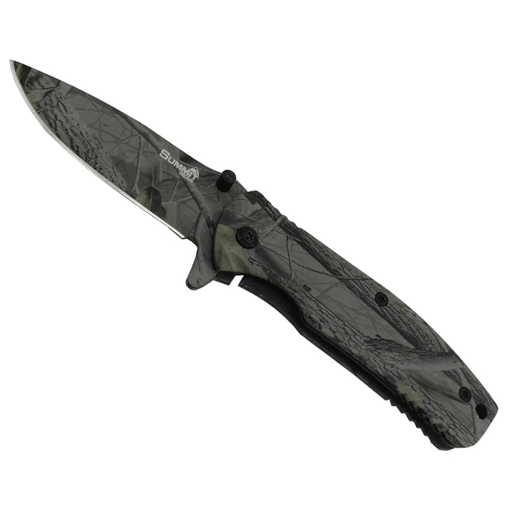 Summit Gear Folding Pocket Knife Forest Camo Grey 159mm