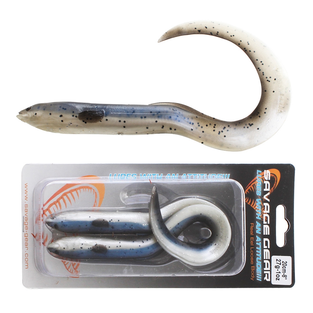 Savage Gear Real Eel Soft Bait 20cm Blue Black Pearl Qty 2