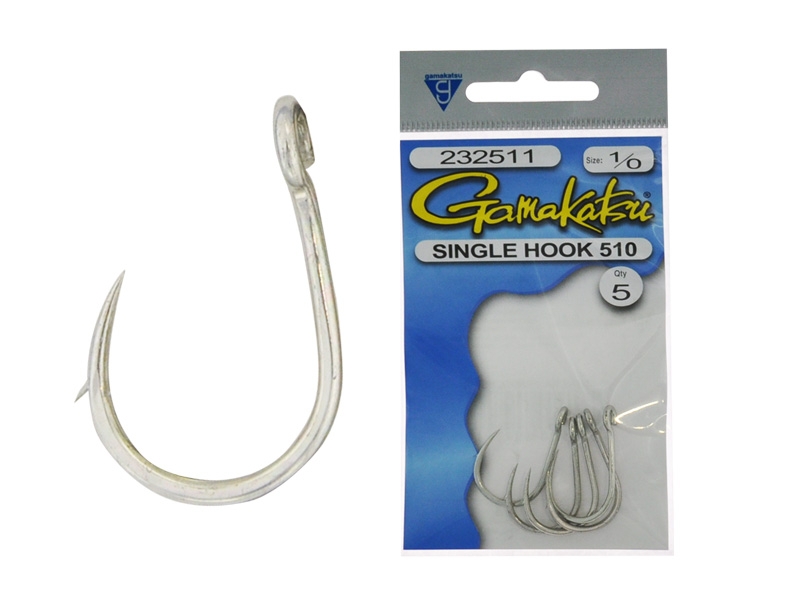 Gamakatsu Single 510 Hook 1/0 Qty 5