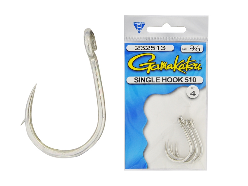 Gamakatsu Single 510 Hook 3/0 Qty 4