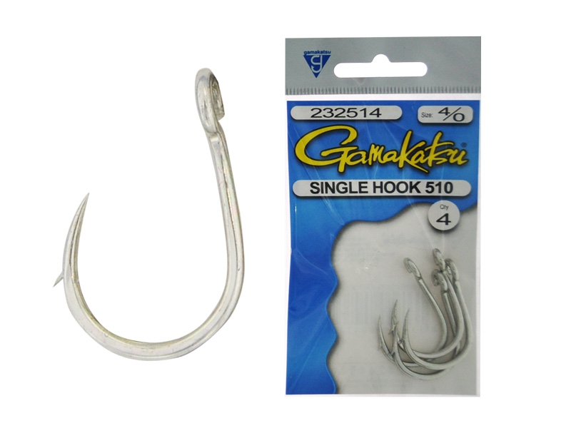 Gamakatsu Single 510 Hook 4/0 Qty 4
