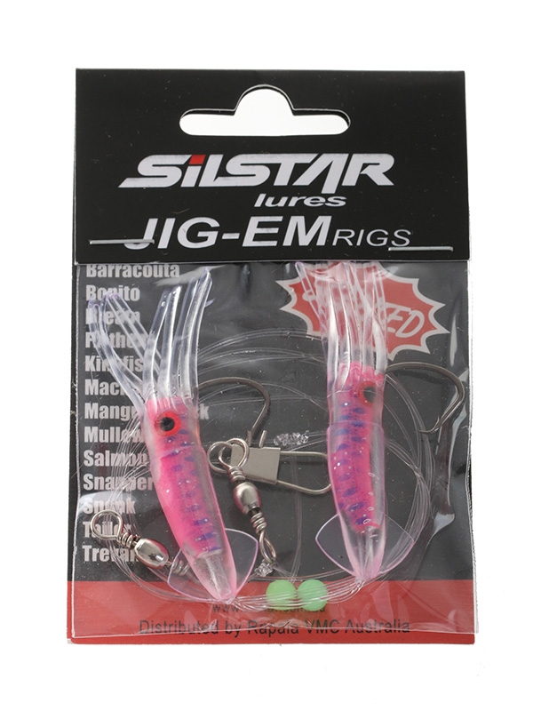 Silstar Jig-em Squid Flasher Rig 7cm Pink/Blue