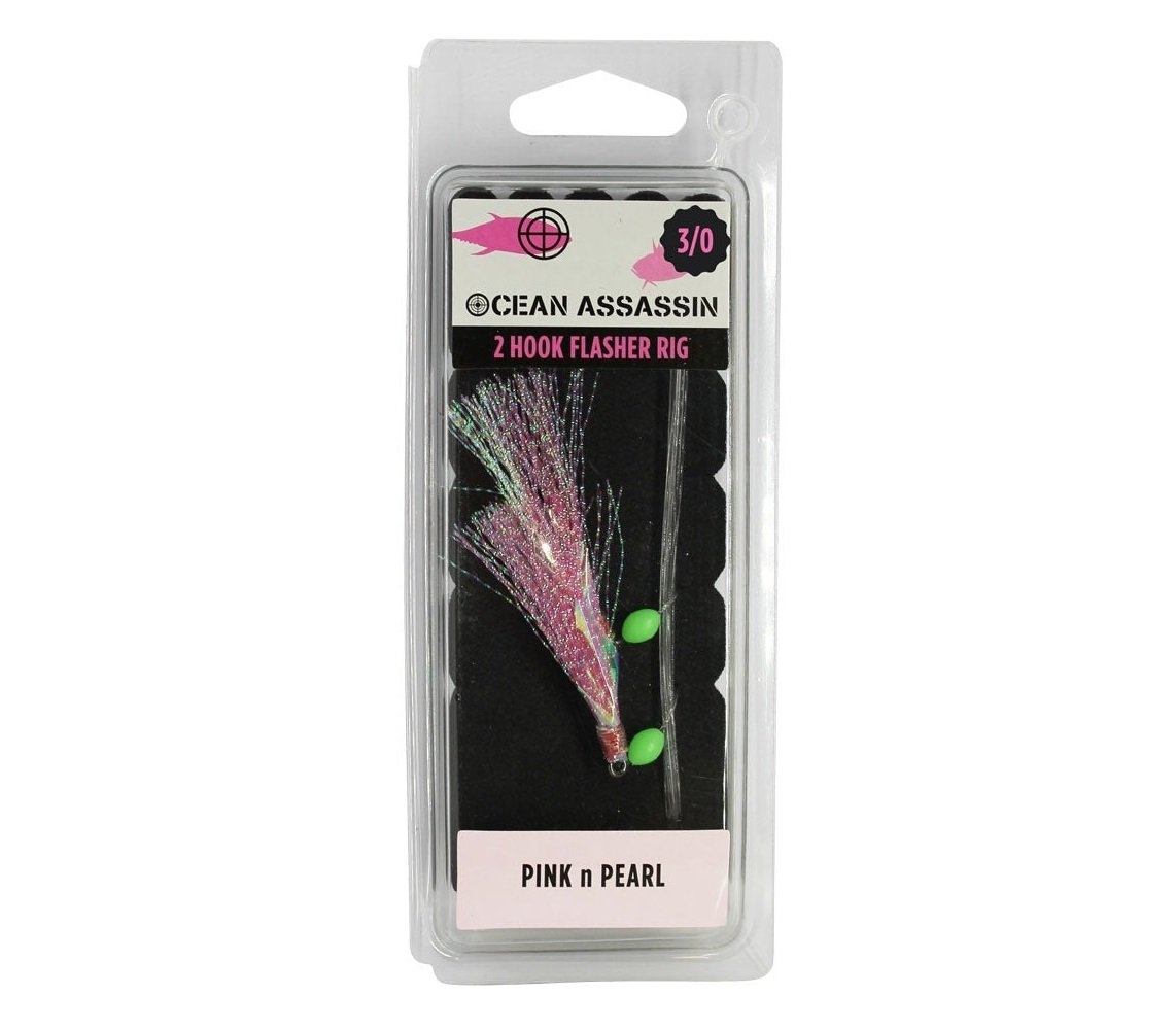 Ocean Assassin 2-Hook Mutsu Flasher Rig Pink N Pearl Size 3/0