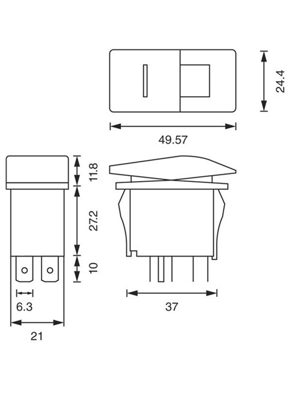 SPDT Rocker Switch - Blue