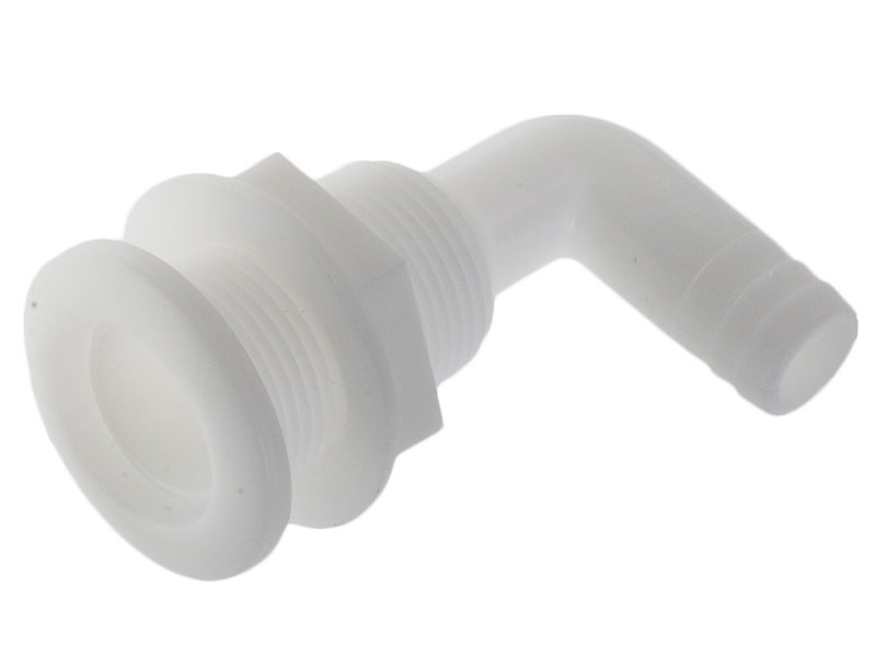 Thru Hull Skin Fitting with 90 Degree Elbow White 3/4in