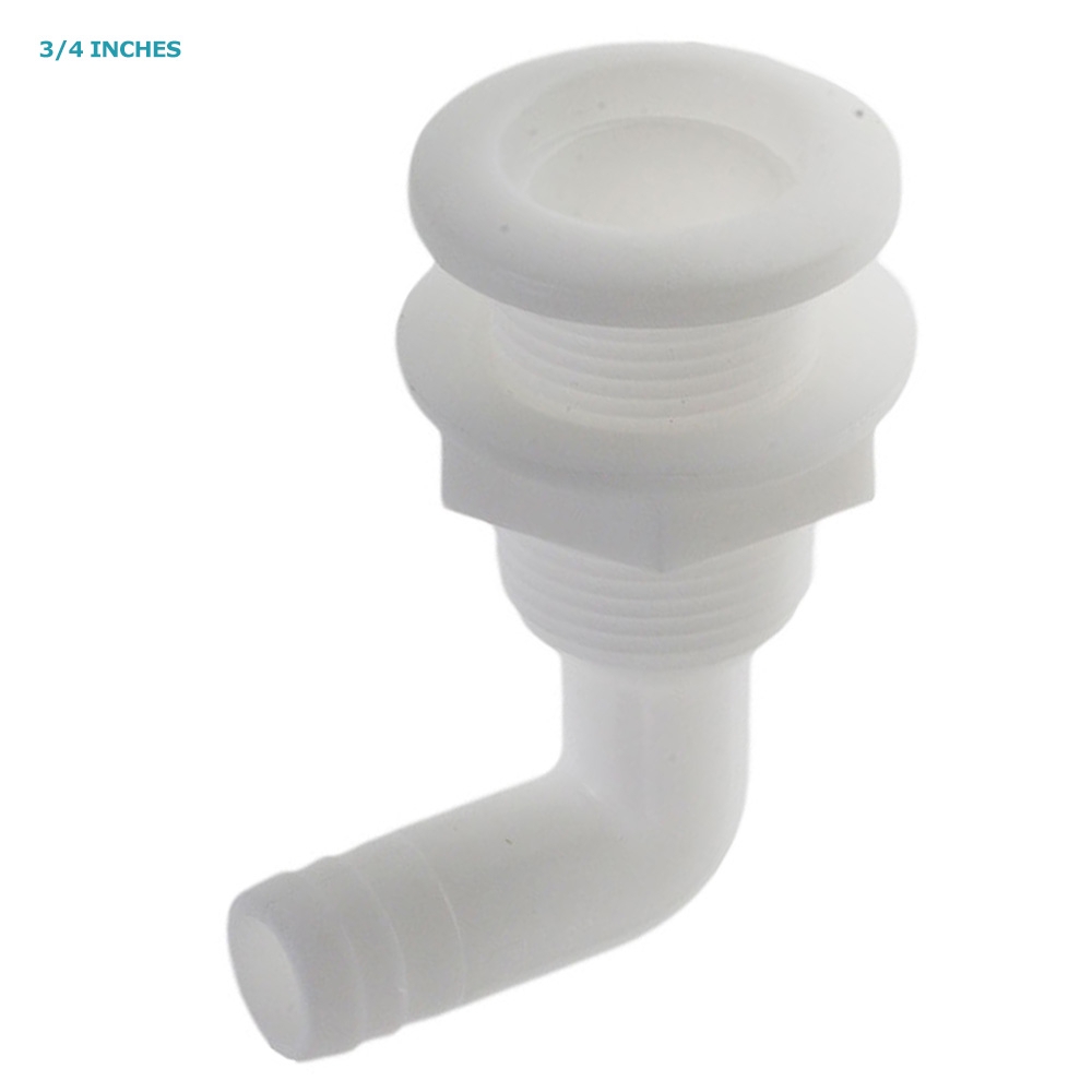 Thru Hull Skin Fitting with 90 Degree Elbow White