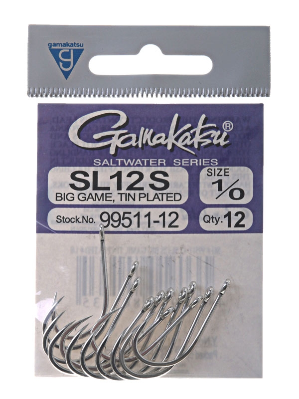Gamakatsu SL12S Big Game Saltwater Fly Hooks 1/0 Qty 12