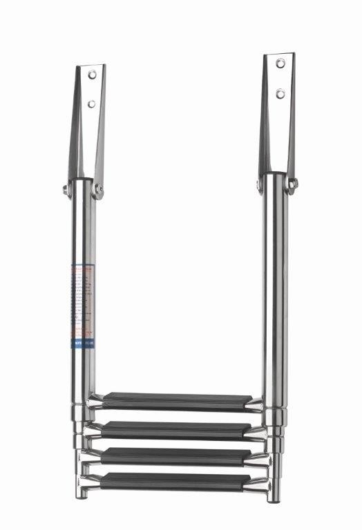 V-Quipment 4-Step Telescopic Stainless Steel Boarding Ladder with Black Grips