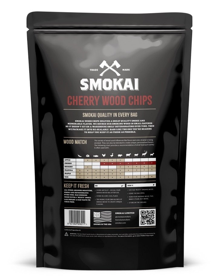 Smokai Premium Cherry Wood Smoker Chips 3-6mm 1.5kg