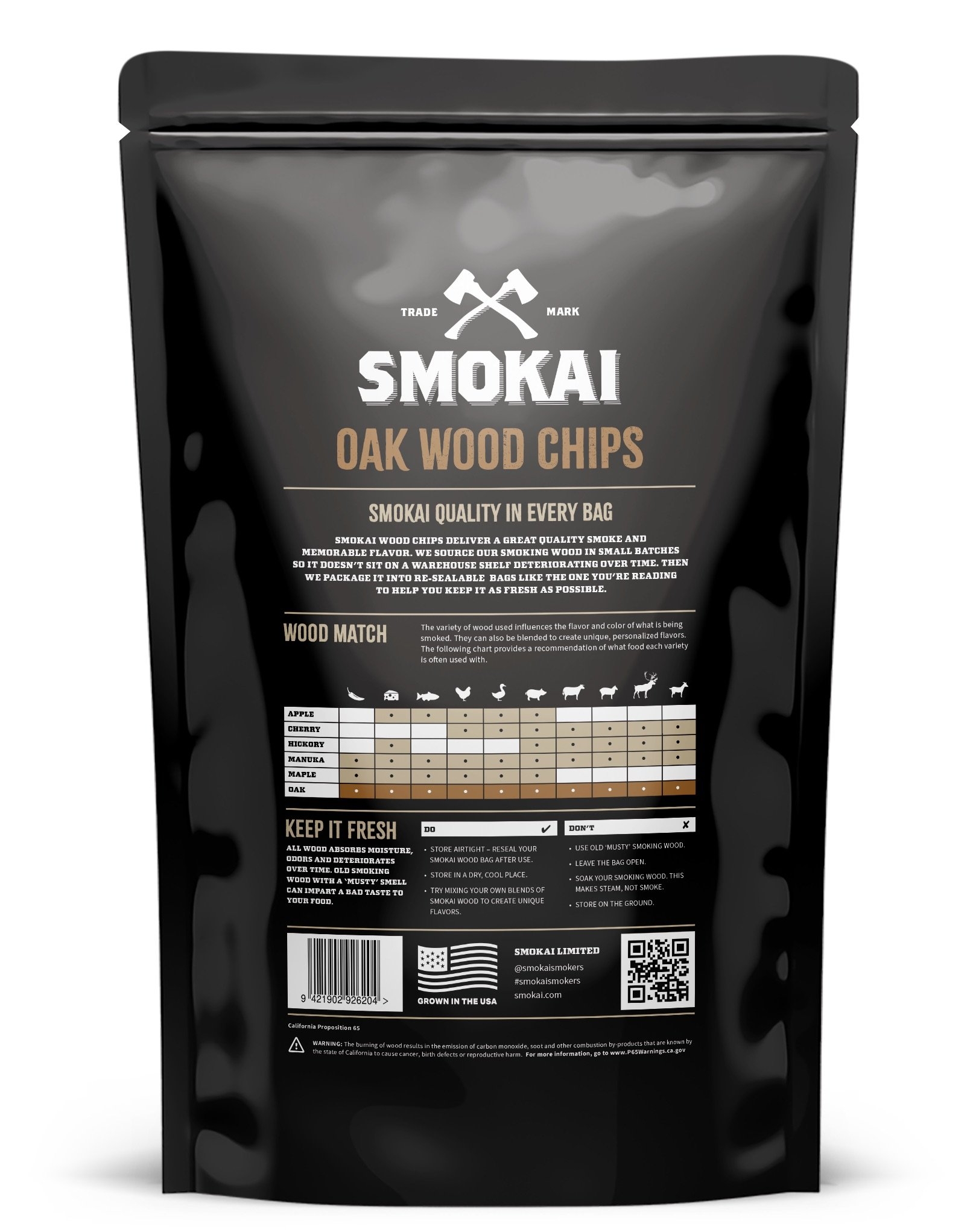 Smokai Premium Oak Wood Smoker Chips 3-6mm 1.5kg