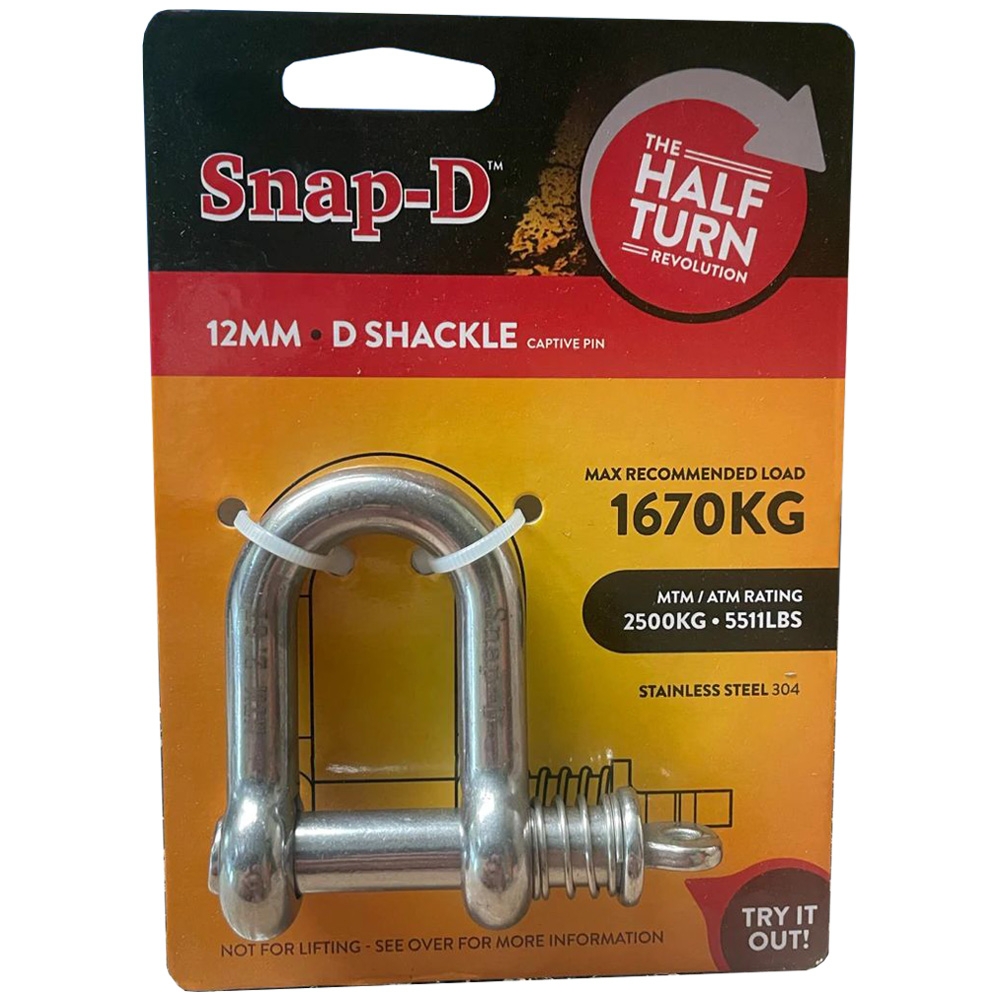 Snap-D 304 Stainless Steel D-Shackle 12mm 1670kg