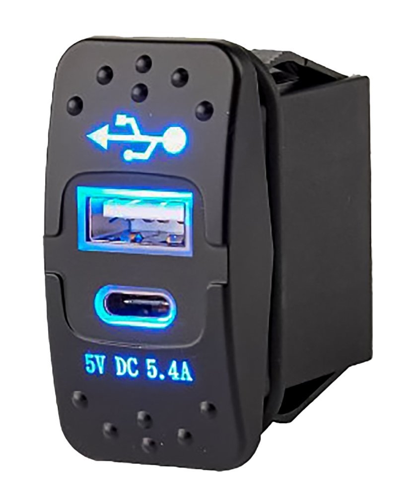 Socket Dual USB-A/USB-C Rocker Switch