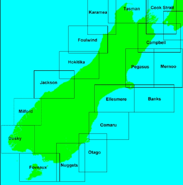 South Island NZ Milford Bathymetric Chart