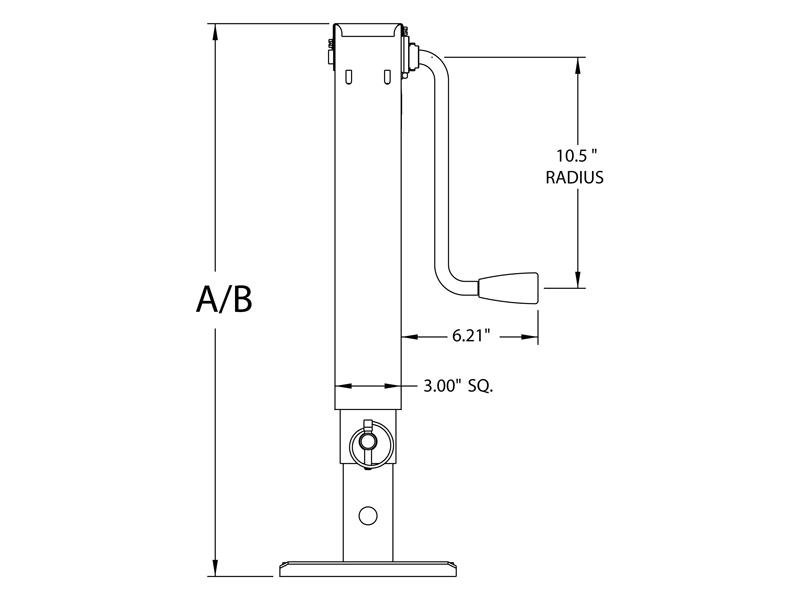 Bulldog Square Jockey Stand Swivel Side 10000lb