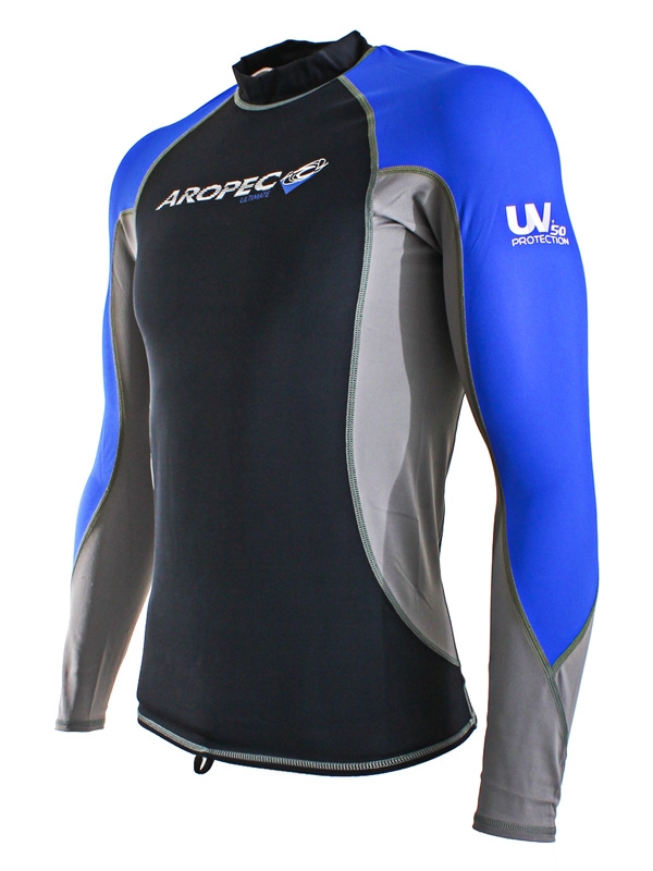 Aropec Myth Lycra Mens Long Sleeve Rash Top Blue XL