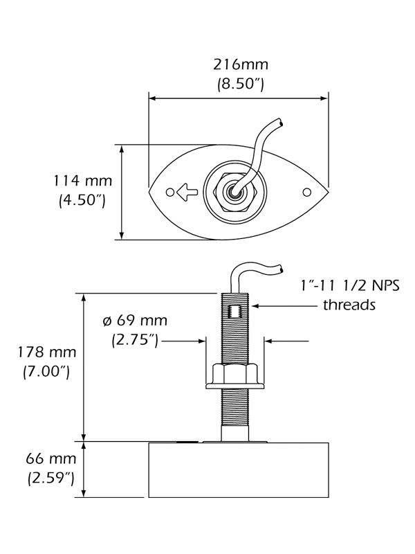 Airmar XSONIC SS260 Stainless Steel Thru-Hull Transducer 1kW 50/200kHz