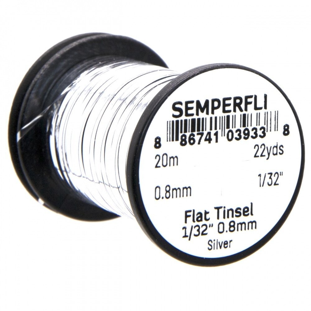 Semperfli Fly Tying Flat Tinsel Silver 0.8mm x 20m