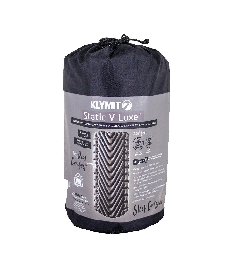 Klymit Static V Luxe Inflatable Camping Sleeping Mat Stone Grey XL