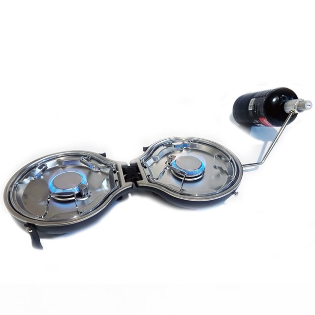nomadiQ Portable 2-Burner Gas Camping Stove Black